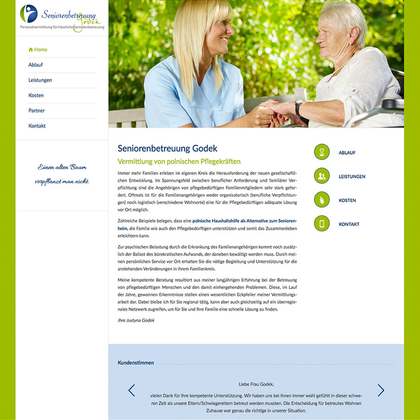 Website Seniorenbetreuung Landsberg