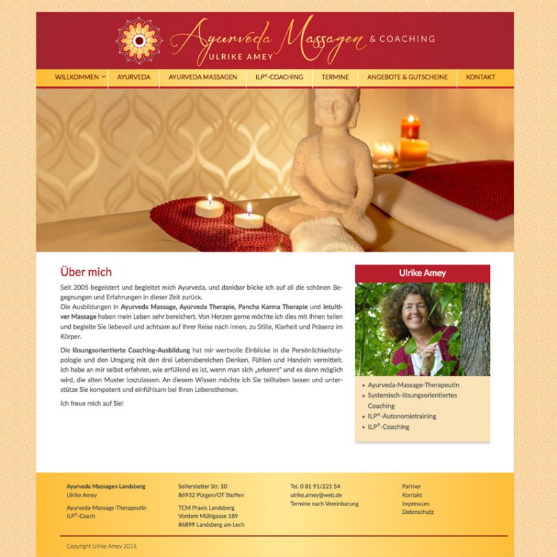 Webdesign für Ayurvedamassagen Landsberg