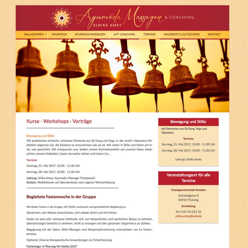 Webdesign für Ayurvedamassagen Landsberg