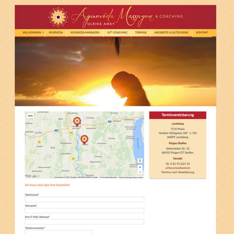 Webdesign für Ayurvedamassagen Landsberg