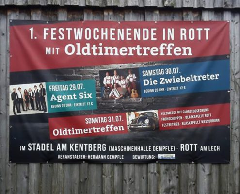 Werbebanner Festwochenende, Oldtimertreffen