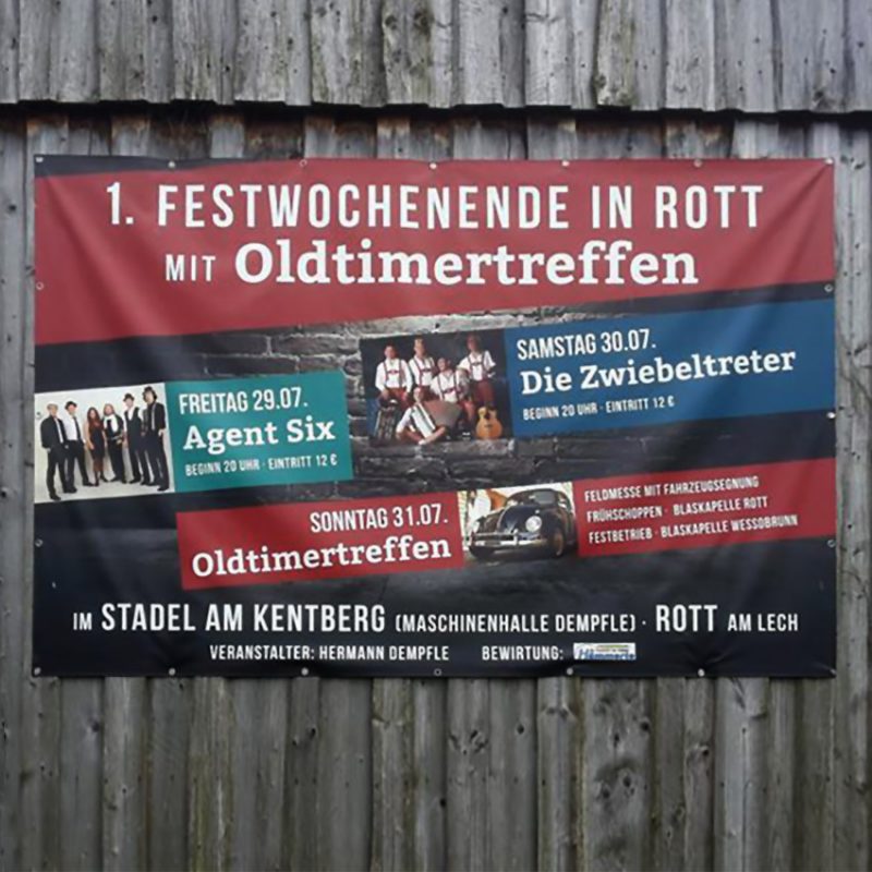 Werbebanner Festwochenende, Oldtimertreffen