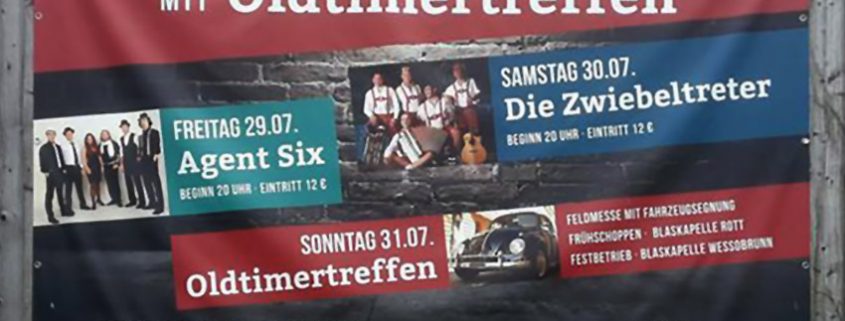 Werbebanner Festwochenende, Oldtimertreffen