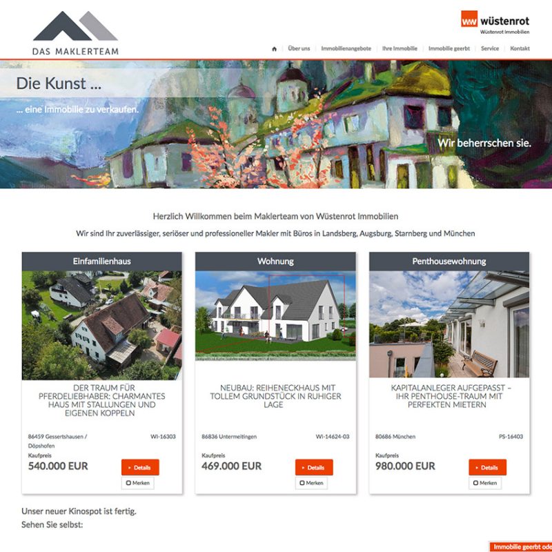 Internetseite für Immobilienmakler Landsberg