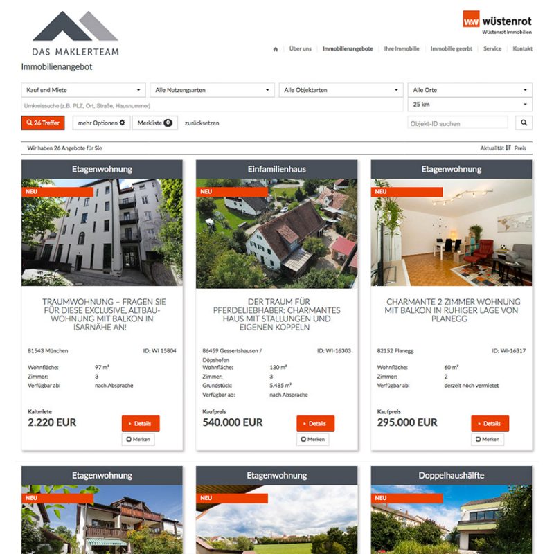 Homepage Immobiliensuche