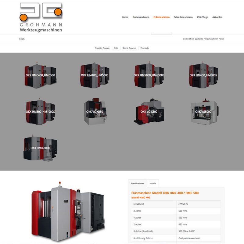 Internetseite für Grohmann Maschinen Kaufering
